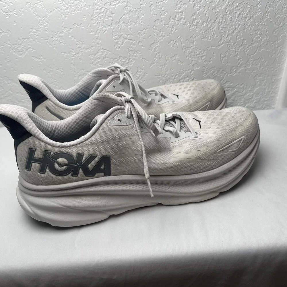 Hoka Clifton 9 Running Shoe White Men US 14 D